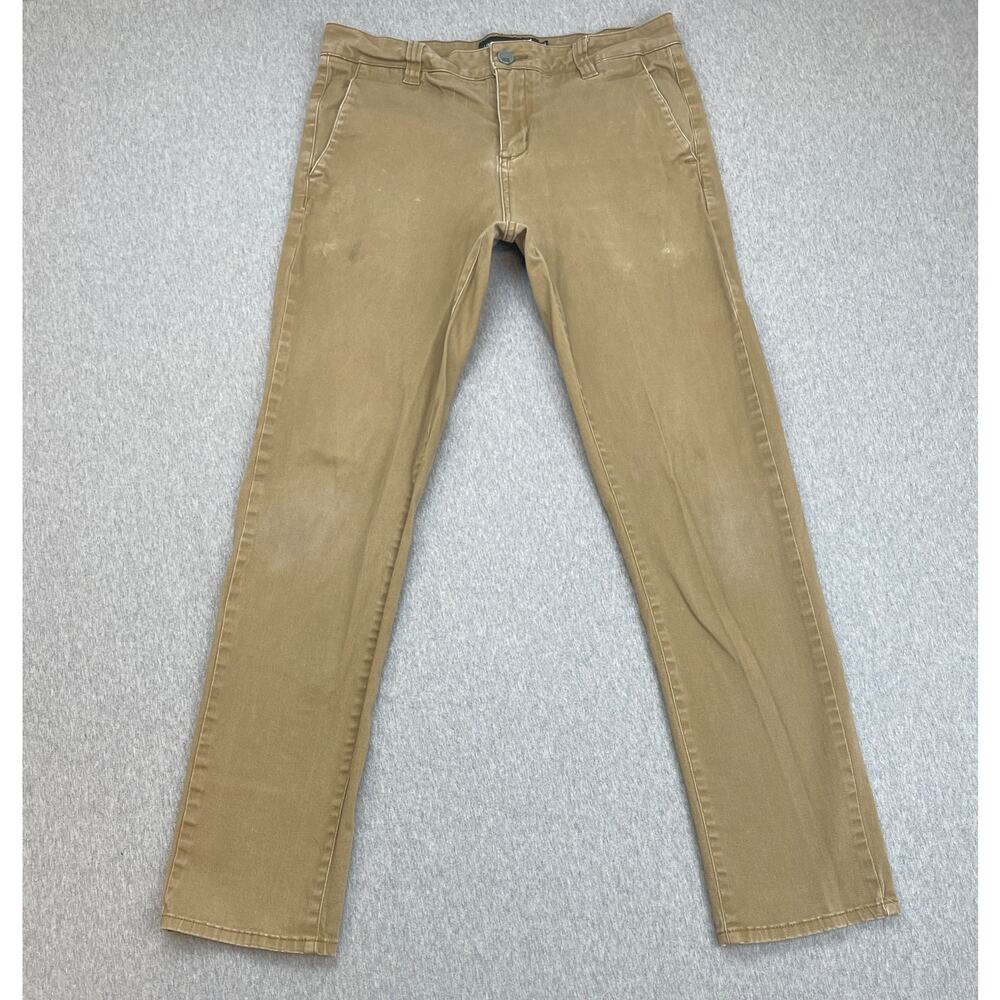 RSQ Pants Mens 31 x 32 Beige Cotton Blend Stretch Flat Front Skinny Chino